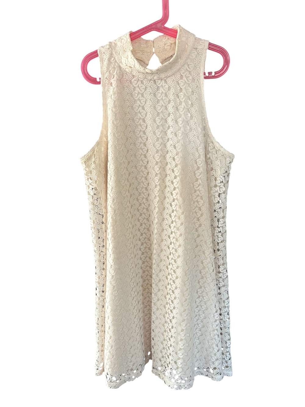 No Boundaries Beige Lace Sleeveless Stand Up Collar Fully Lined Dress JrSz 11/13